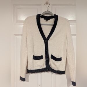 Ann Taylor Cream and Black Cardigan Sweater Small Petite